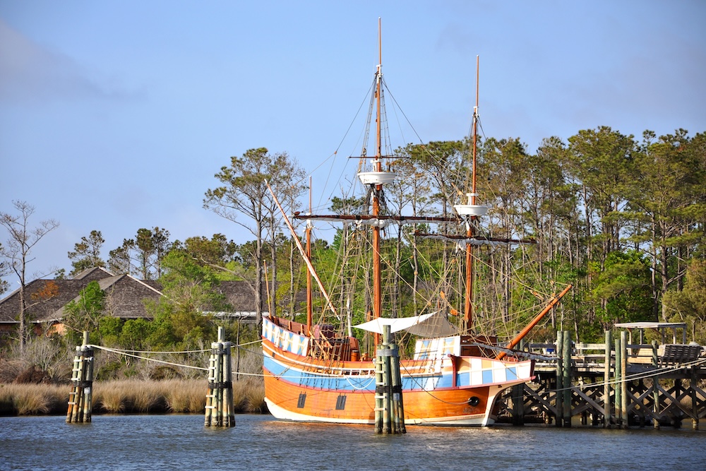 Antique ship Elizabeth II in Roanoke Island