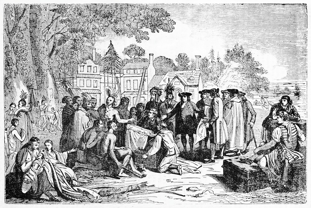 Colonial America etching